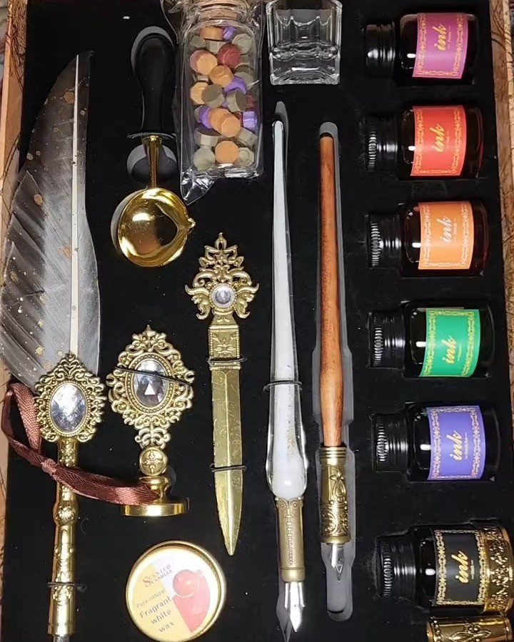 Some things just hit different when they're done by hand. I picked up this dip pen quill and ink set a while back and honestly it's changed the way I think about writing. There's something about slowing down, dipping the nib, and watching the ink flow across the page that no ballpoint can replicate. And the wax stamp kit that comes with it? I've been sealing everything. Letters, journal entries, random notes to myself. 10/10 would recommend to anyone who wants to feel like they're living in a period drama. 🪶🕯️#DipPen #WaxSeal #JournalingAesthetic

