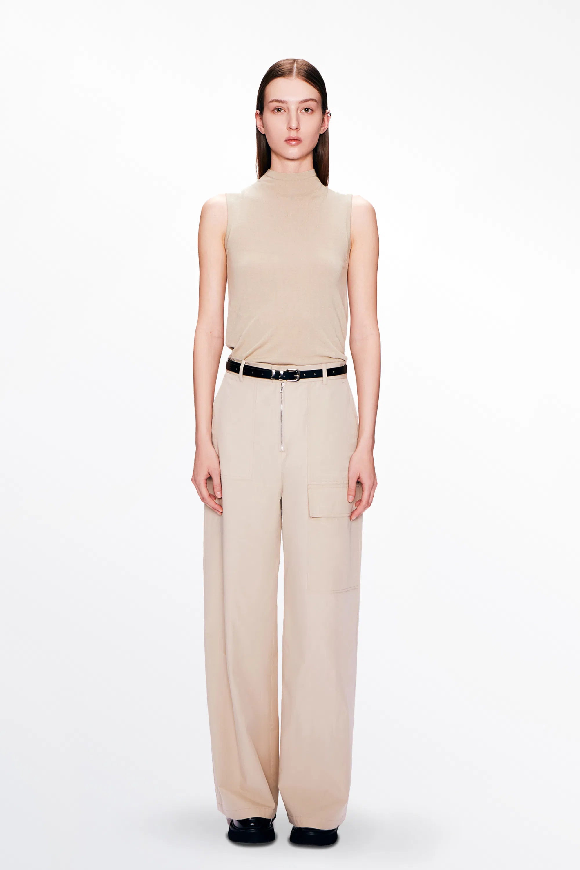 Anya Turtle Neck Tank Top in Viscose Blend | Fabrique