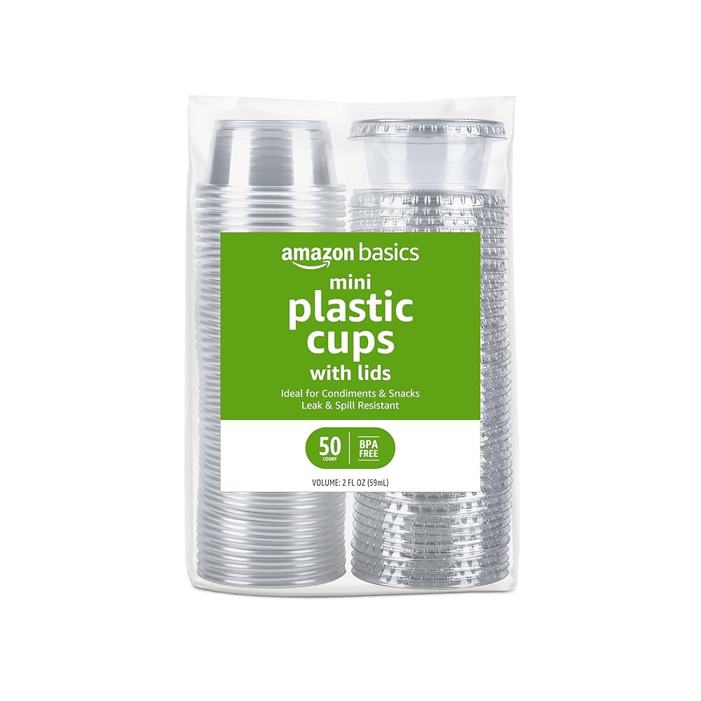 Amazon Basics Disposable Plastic To-Go Cups and Lids, Mini, 2oz, 50 Count | Amazon (US)