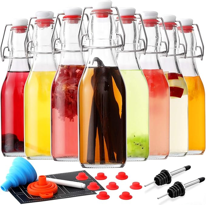 [ 8 Pack ] Swing Top Glass Bottles - 8.5 oz Flip Top Beer Brewing Bottle for 2nd Fermentation, Ko... | Amazon (US)