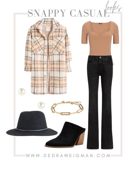 Fall outfit inspiration! These flare jeans are such a good staple! Pair it with a bodysuit and long shacket. 

#falloutfit #flarejeans #fallboots #boots 

#LTKstyletip #LTKSeasonal #LTKunder100