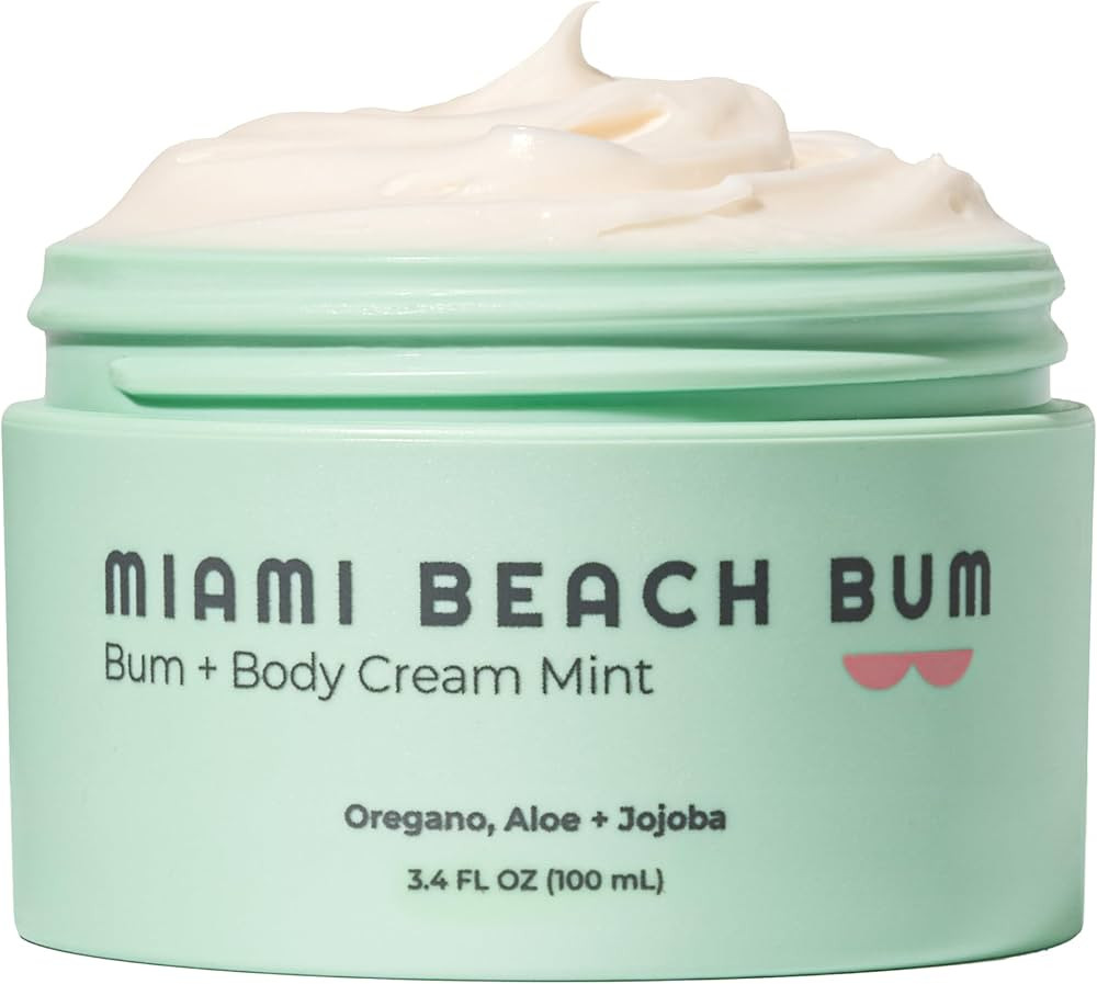 Miami Beach Bum, Bum + Body Cream Mint 6.7oz, Daily Moisturizer For Total Skin Health, Body Acne ... | Amazon (US)