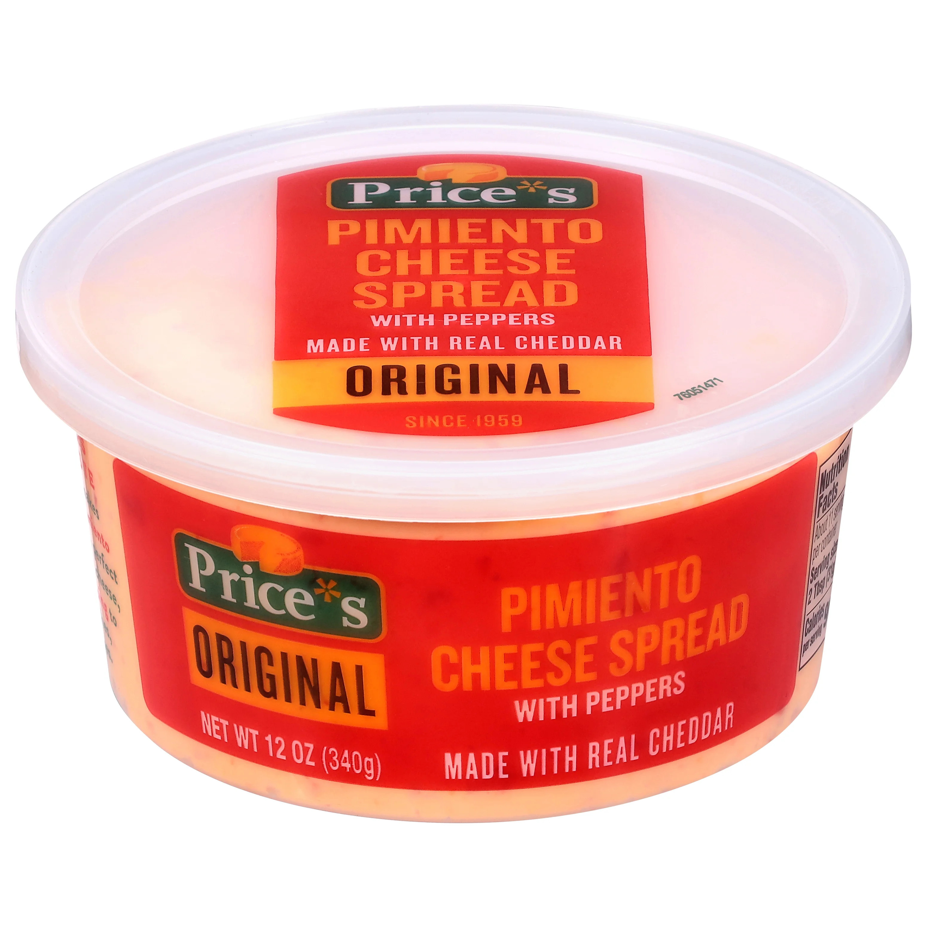 Price*s® Original Pimiento Cheese Spread with Peppers, 12 oz Tub, Refrigerated | Walmart (US)