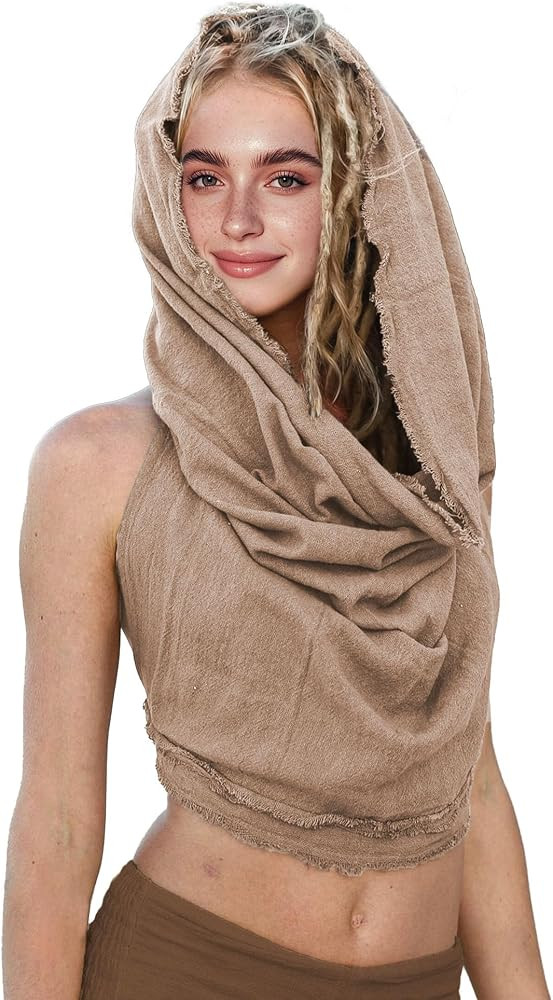 Women's Crop Tank Top - Halter, Boho Open Back, Cross Wrap Swimsuit Cover Ups, 100% Cotton Bathin... | Amazon (US)