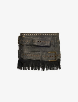 Odile fringed faux-leather mini skirt | Selfridges