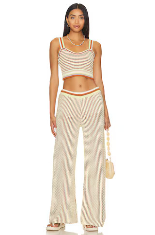 Crochet Wide Leg Pants in Off White, Faded Lime & Coconut Pant Set Matching Sets Summer Sets | Revolve Clothing (Global)