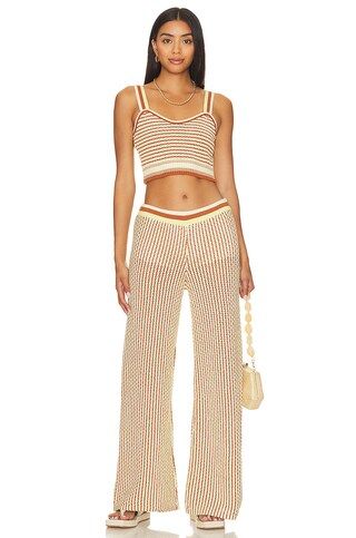 Crochet Wide Leg Pants in Off White, Faded Lime & Coconut Pant Set Matching Sets Summer Sets | Revolve Clothing (Global)