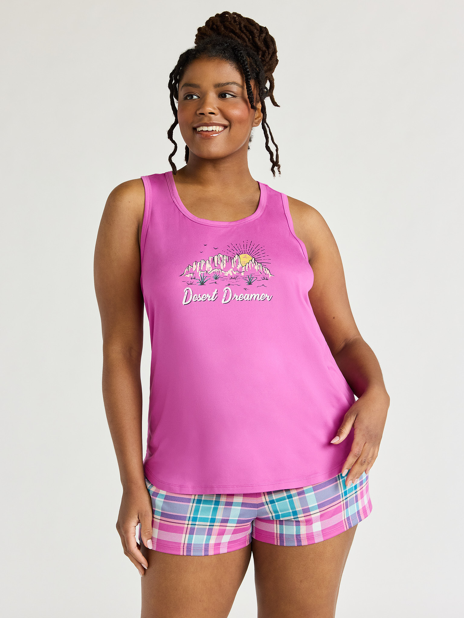 Joyspun Women's Tank Top and Shorts Pajama Set, 2-Piece, Sizes S to 3X - Walmart.com | Walmart (US)