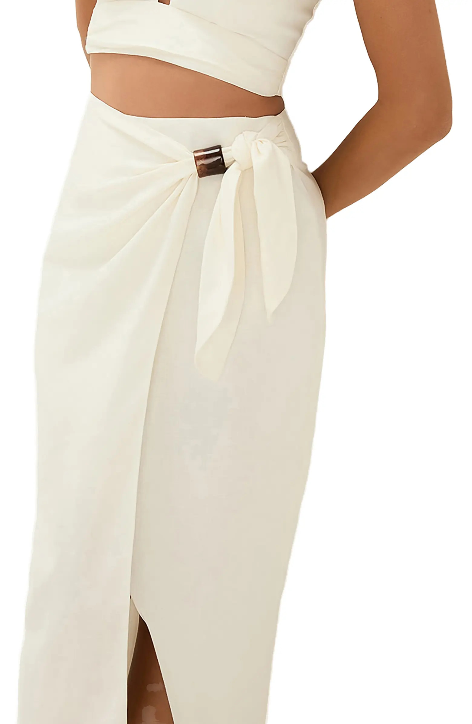Luna Linen Blend Cover-Up Midi Skirt | Nordstrom