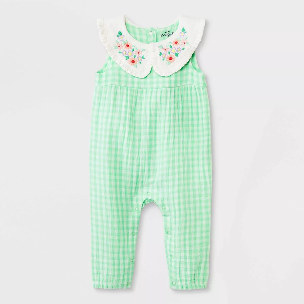 Baby Girls' Collar Gingham Romper - Cat & Jack™ Green | Target