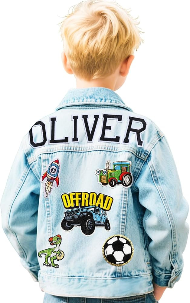 Personalized Kids Denim Jacket with Names, Custom 1-14 Years Old Girls Boys Spring&Fall Outerwear... | Amazon (US)