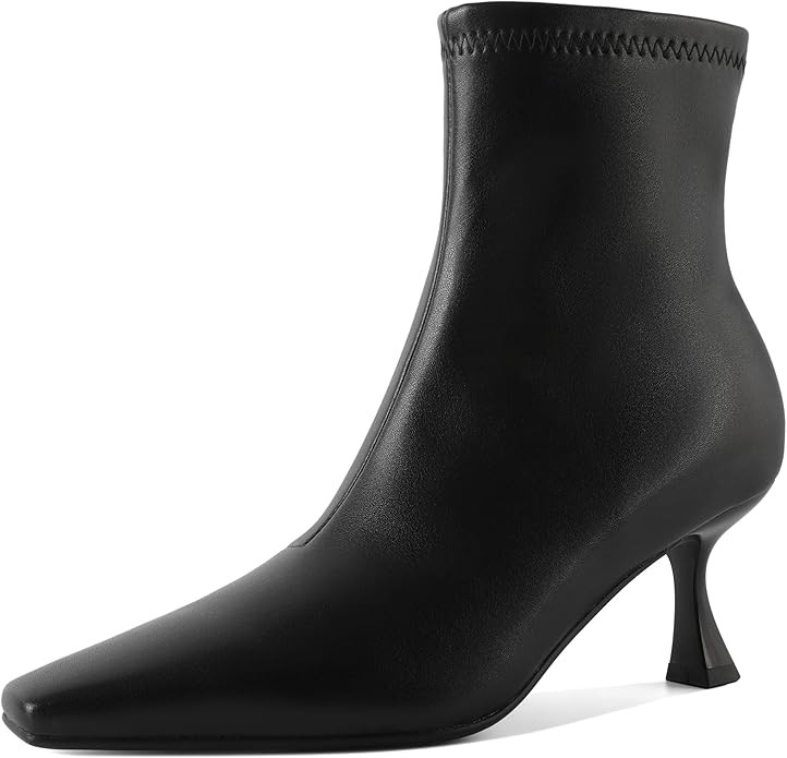 Zamikoo Ankle Boots for Women Low Heel Square Pointed Toe Stretch Kitten Heels Short Booties Side... | Amazon (US)