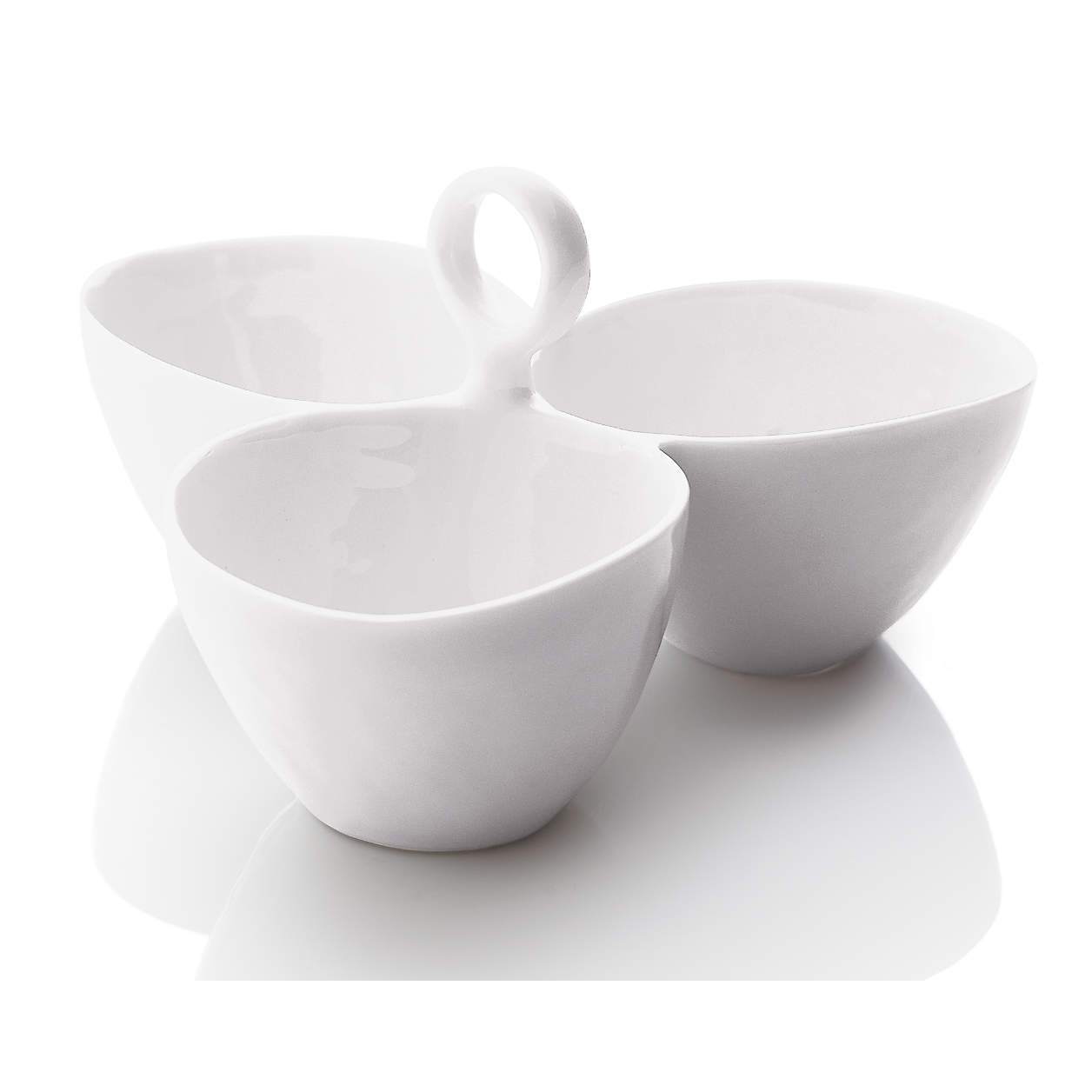 Mercer White Ceramic 3-Part Divided Server + Reviews | Crate & Barrel | Crate & Barrel