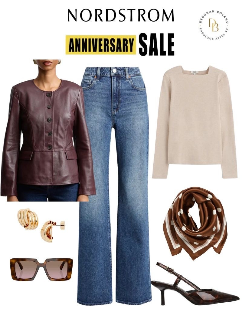 I’m officially in my fall fashion era. 🍂💜

A deep purple leather jacket, classic denim, slingbacks, and a polka dot scarf… this look feels timeless with just the right amount of personality. Even better? It’s part of the Nordstrom Anniversary Sale. ✨🤎

#LTKSeasonal #LTKOver40 #LTKSaleAlert