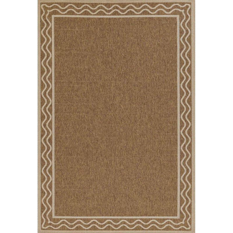 Saybrook Abstract Machine Woven Polypropylene Indoor / Outdoor Area Rug in Tan | Wayfair North America