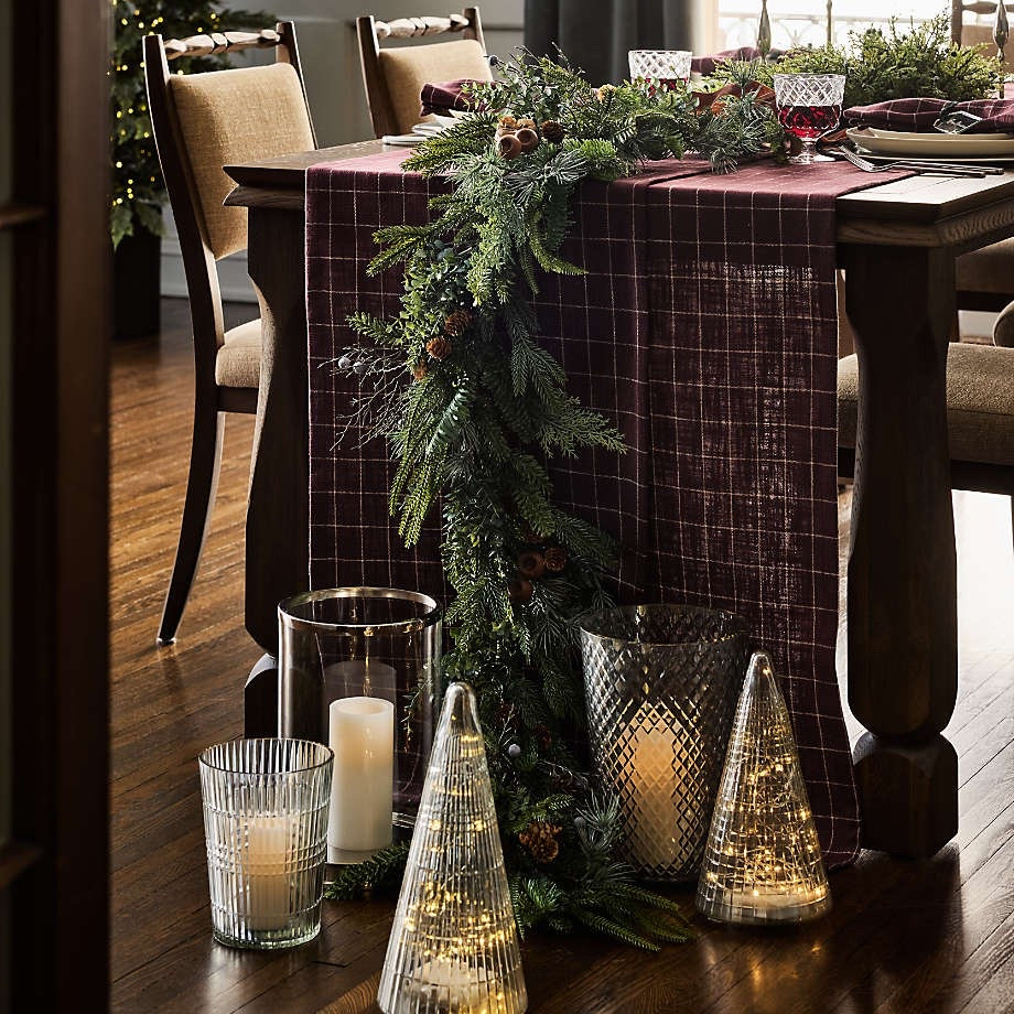 NEW trend color for the holidays! Earthy red! These check napkins grams and lit tabletop trees create a stunning Christmas tablescape. Holiday dining table decor, Christmas decor, trend, burgundy, napkins, candle holders, glass trees, Christmas tree, centerpiece, table runner, placemat, charger, dishes, flatware, glasses, organic modern, transitional, Nancy Meyers style, Restoration Hardware style, Crate & Barrel, Amazon home,#LTKsale #LTKfamily

#LTKSaleAlert #LTKHome #LTKSeasonal