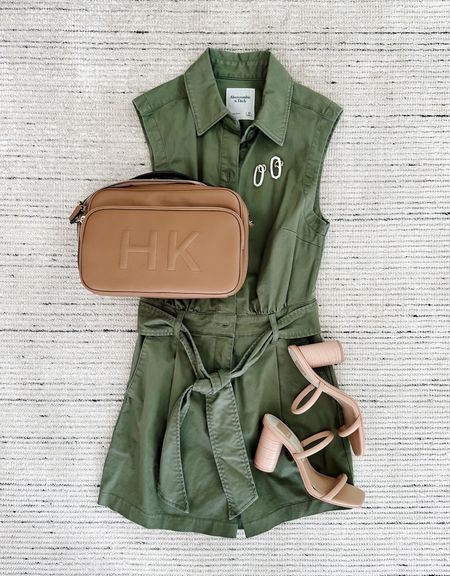 Spring and summer outfit with olive utility romper that has pockets, shirt collar and a tie waist. I love styling with sandals and sneakers for an everyday look. Super flattering on

#LTKSeasonal #LTKstyletip