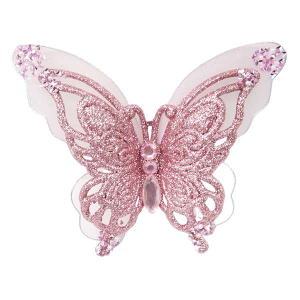 Glittered Fabric Butterfly Clip, 5" | At Home
