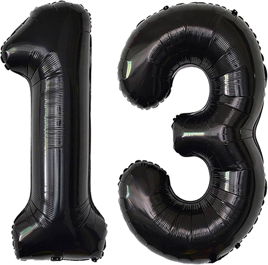 Black 13 Number Balloons Big Giant Jumbo Large Number 13 Foil Mylar Balloon for Boy 13th Birthday... | Amazon (US)