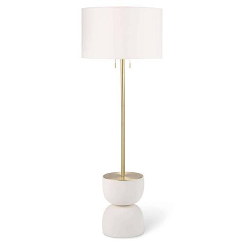 Regina Andrew Bruno Hollywood Regency White Concrete Column Floor Lamp | Kathy Kuo Home