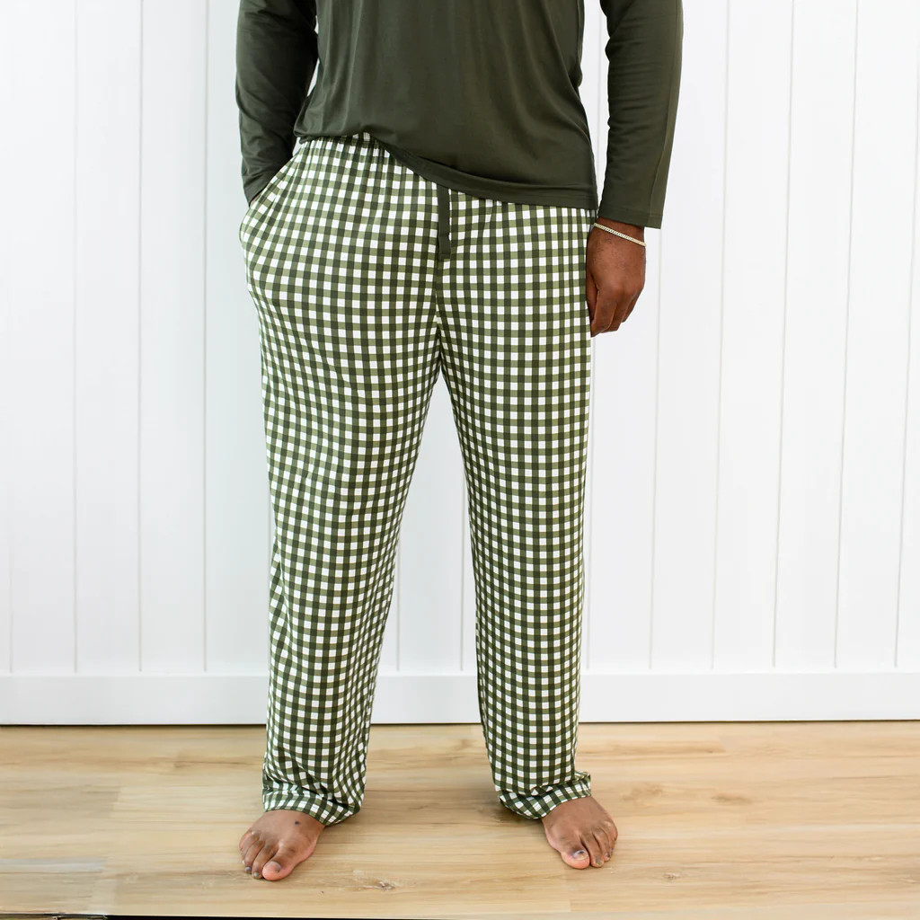 Men's Lounge Pants in Gingham Fir | Kyte Baby