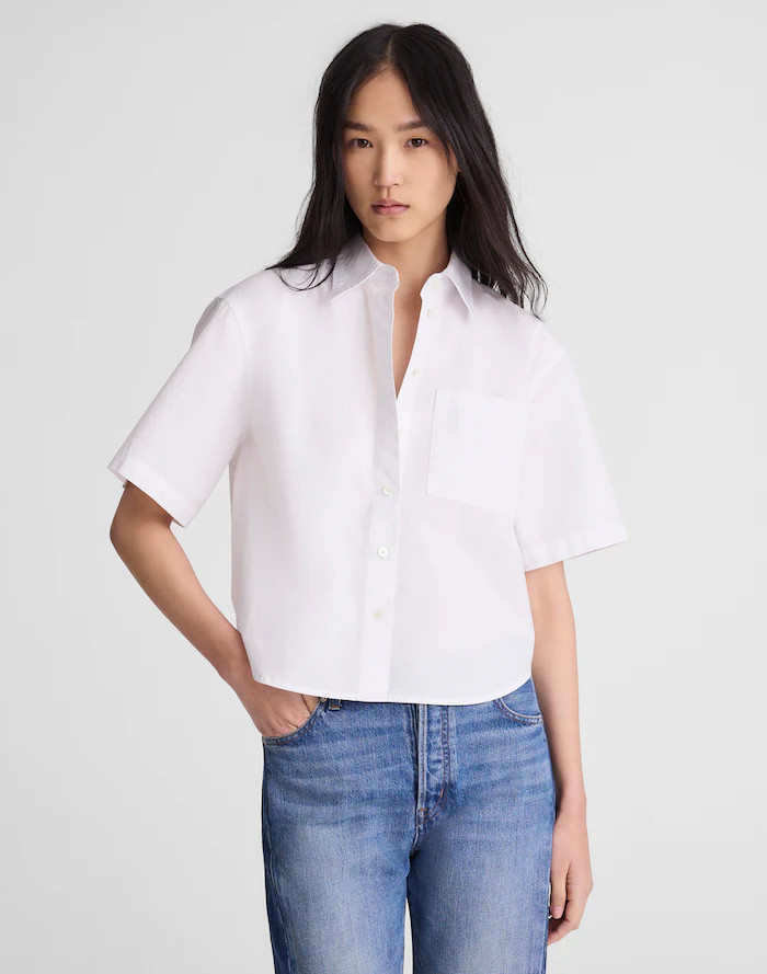 Straight-Hem Short-Sleeve Shirt in Poplin | Madewell