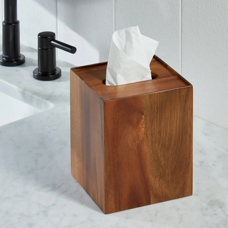 Better Homes & Gardens Acacia Wood Tissue Box Cover | Walmart (US)