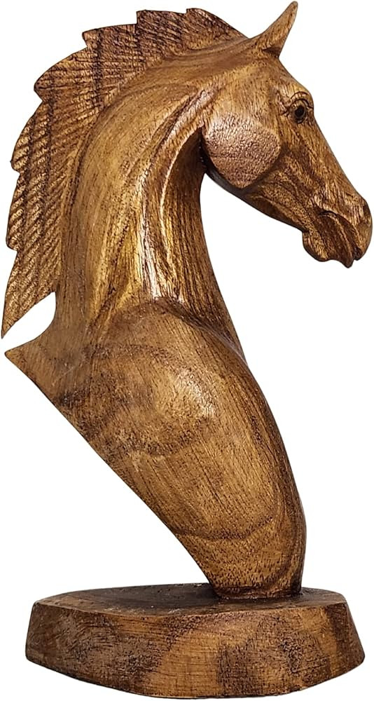 WorldBazzar 9" Hand Carved Mahogany Horse Head Bust Western Statue | Amazon (US)