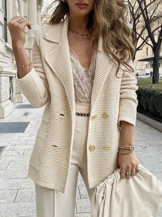 Women Plain Shawl Collar Casual Blazers | JustFashionNow US