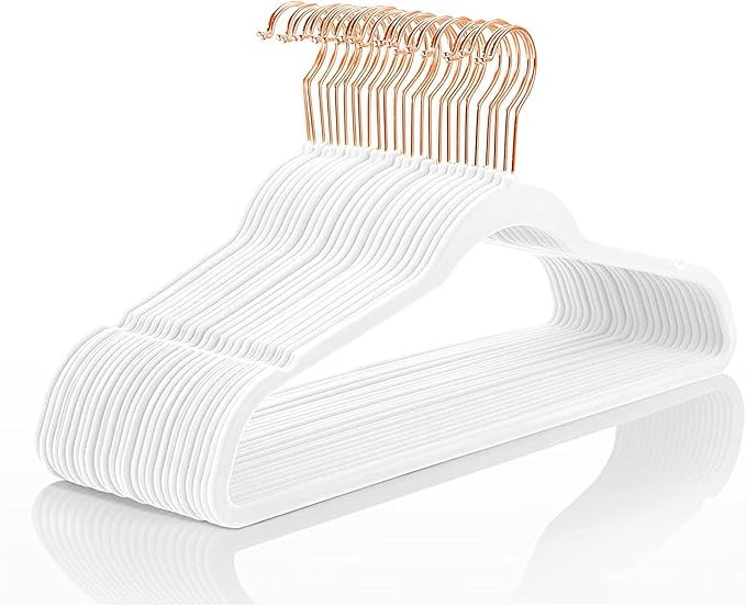 MIZGI Premium Velvet Hangers (60 Pack) Heavy Duty - Non Slip Felt Hangers - Velvet Suit Hangers W... | Amazon (US)