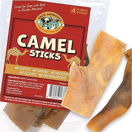 Pack Approved Camel Skin Dog Chews for Aggressive Chewers - Hypoallergenic Natural Collagen Stick... | Amazon (US)