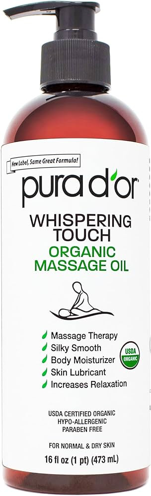 PURA D'OR 16 Oz Organic Massage Therapy Oil USDA Certified Body Moisturizer & Skin Lubricant for ... | Amazon (US)