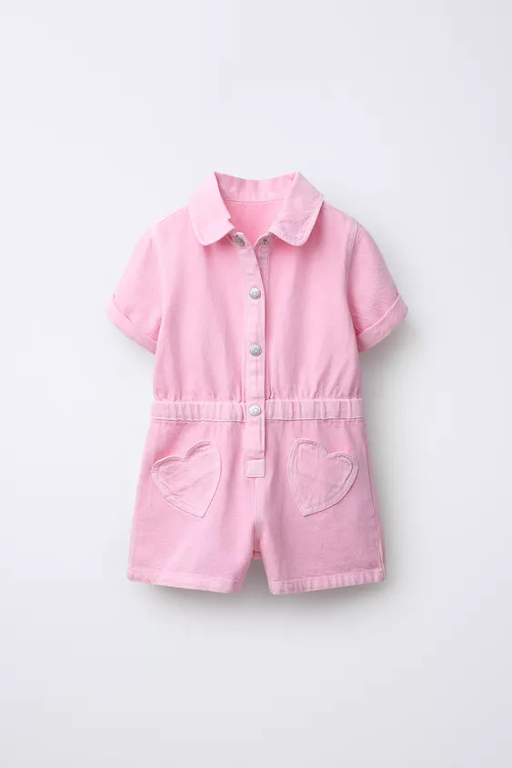 TWILL PLAYSUIT WITH HEART POCKETS | Zara UK