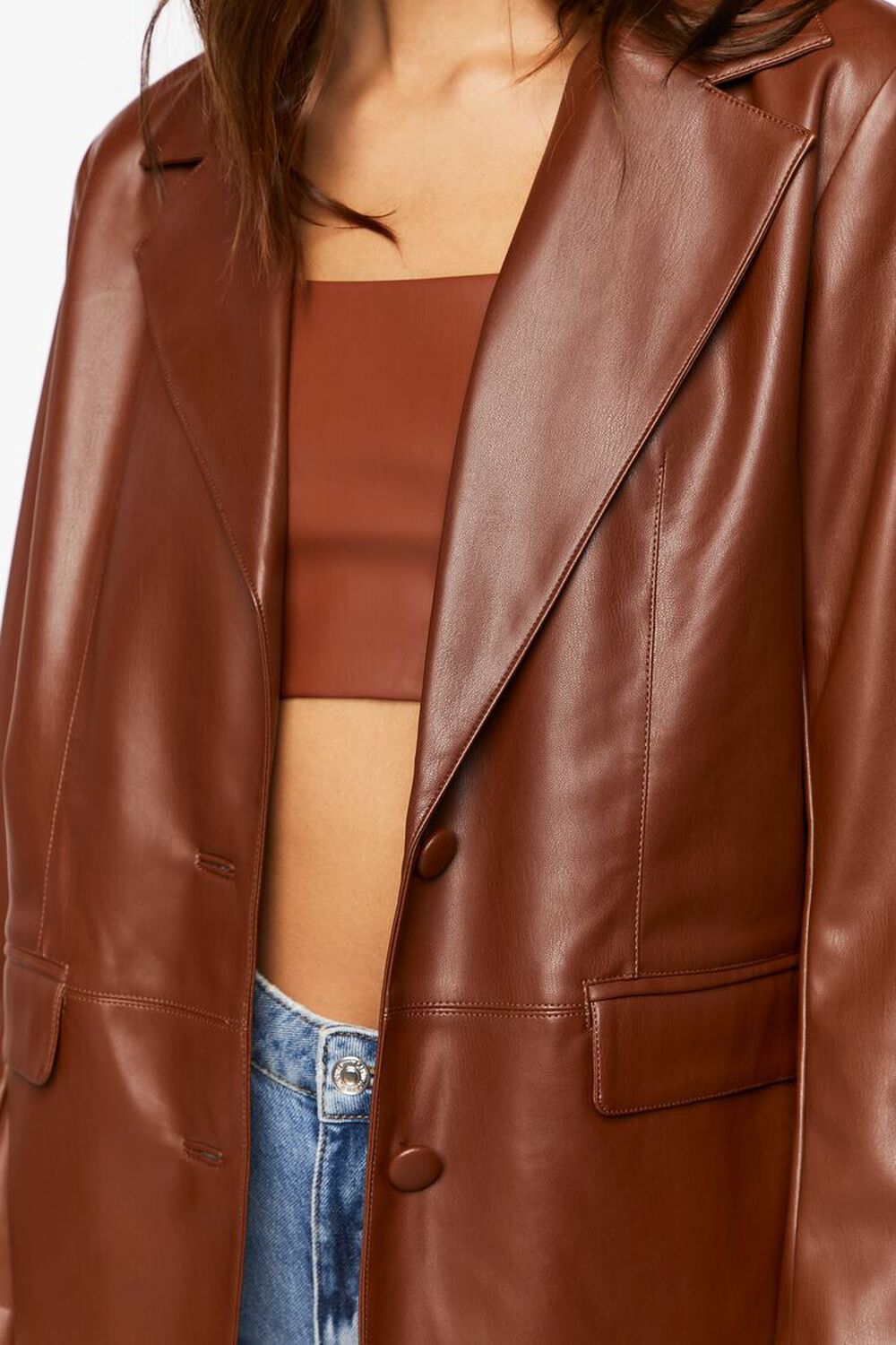 Notched Faux Leather Blazer | Forever 21 (US)