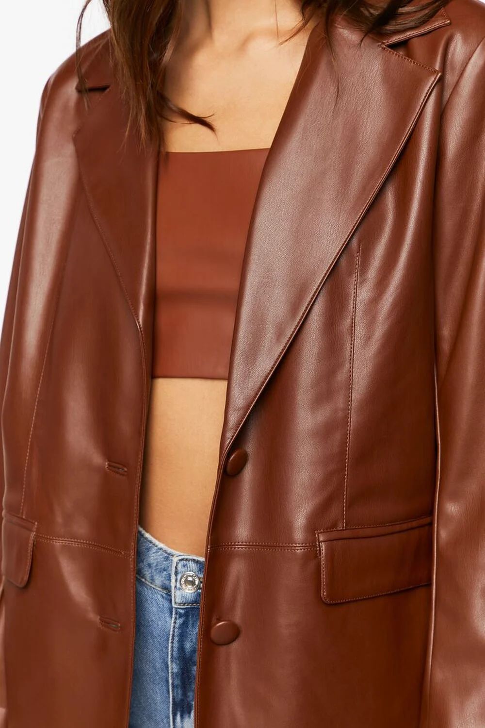 Notched Faux Leather Blazer | Forever 21 (US)