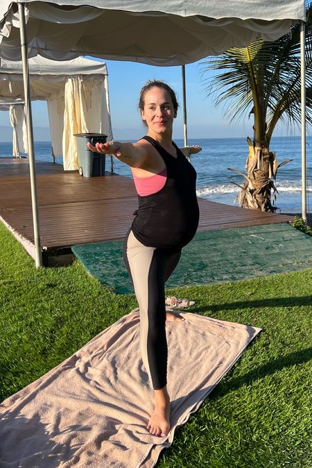 Prego and still loving my yoga while in Mexico. Loving the A&F YPB workout line! Sized up for the bump but will keep buying these workout sets! I got the crop top with these pants that I tagged here. Also tagging some other ones I’m loving! 

#LTKtravel #LTKunder100 #LTKbump