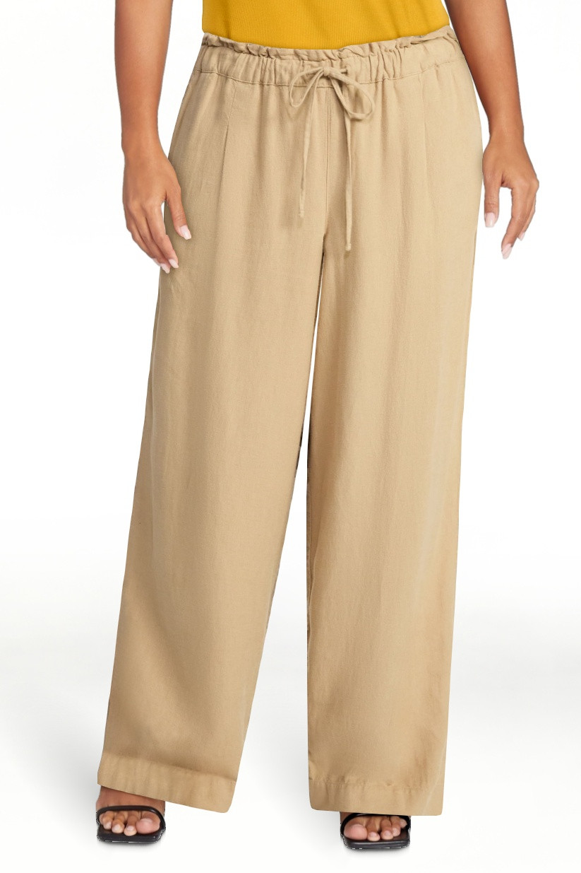 Time and Tru Women's Wide Leg Linen Blend Pants, Sizes XS-XXXL | Walmart (US)