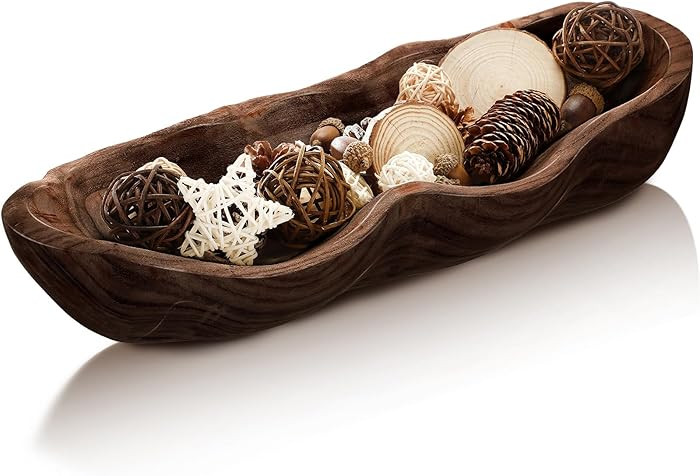 Nuogo 1 Pack 16 Inch Wavy Live Edge Dough Bowl Large Size Wood Rustic Dough Bowl Decorative for D... | Amazon (US)