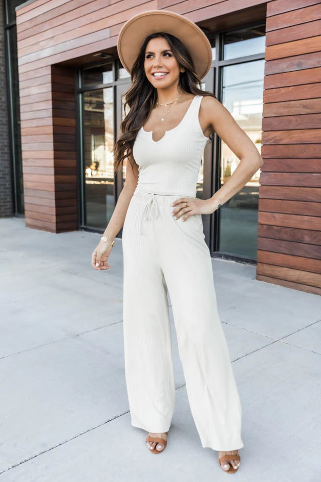 Different Opinions Ribbed Taupe Pants FINAL SALE | Pink Lily