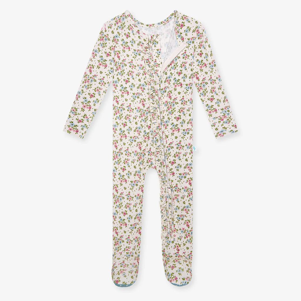 Floral White Baby Girl Sleeper | Blair | Posh Peanut