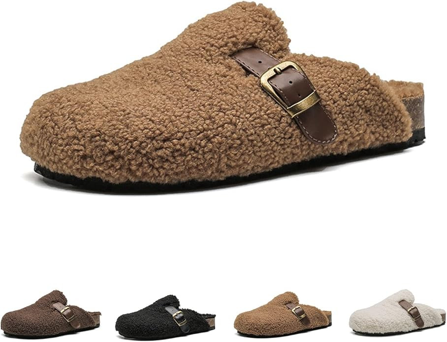 CT-Tebrun Women Shearling Slipper，Buckled Sherpa-effect Loafers With Round Toe Clog Soft Fuzzy ... | Amazon (US)