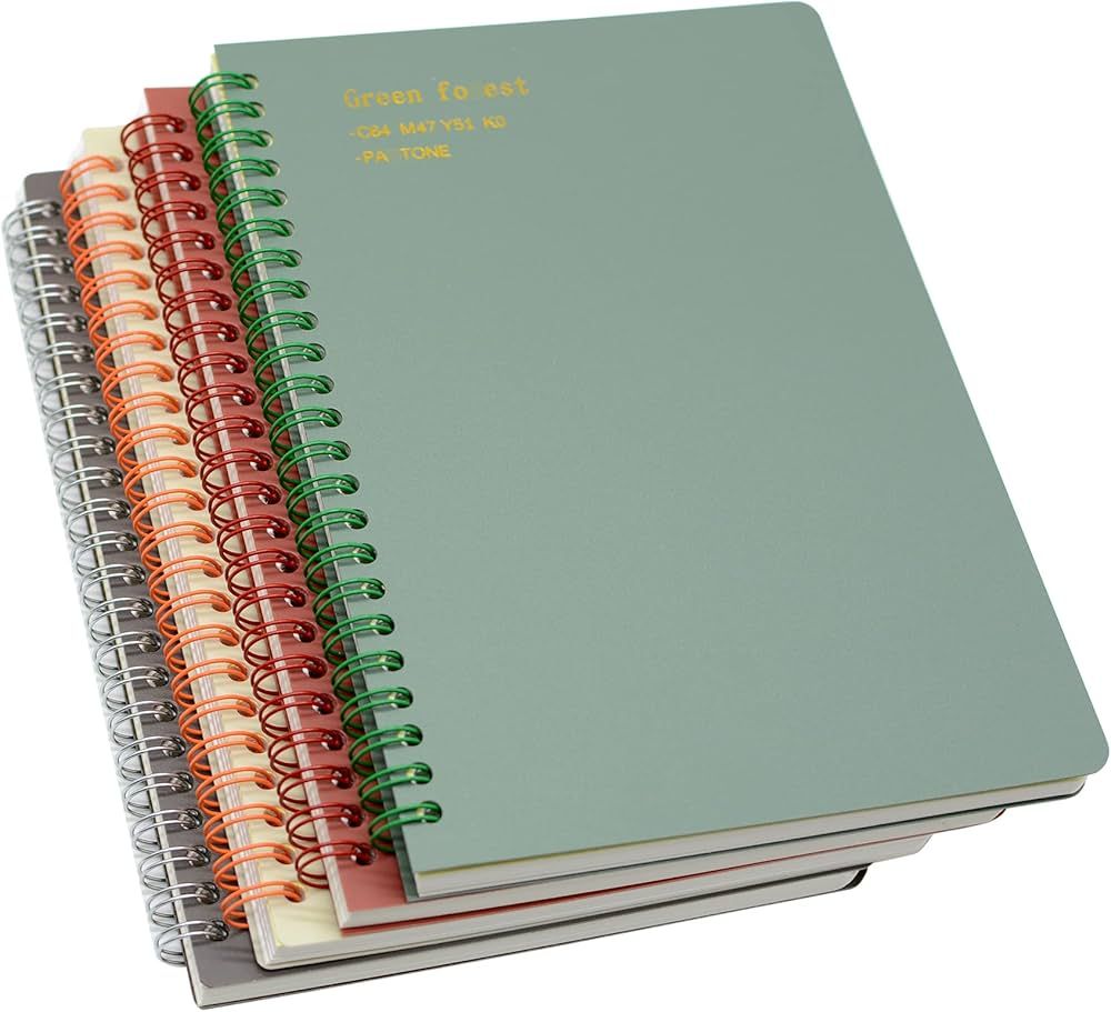 Yansanido Aesthetic Spiral Notebook, 4 Pcs A5 Thick Plastic Hardcover 8mm Ruled 4 Color 80 Sheets... | Amazon (US)