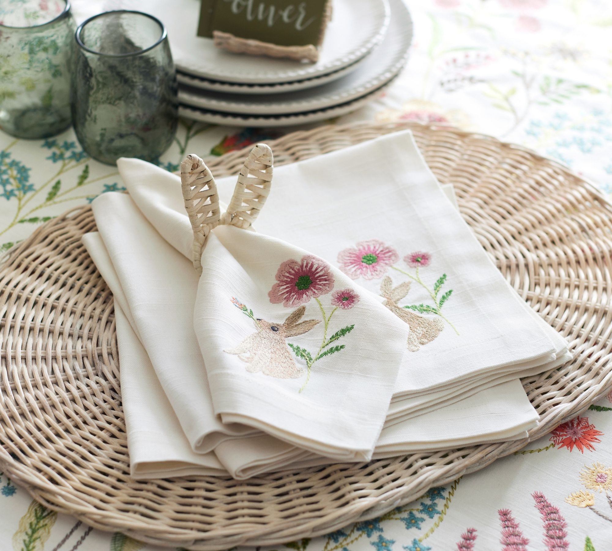 Handwoven Bunny Ears Napkin Rings - Set of 4 | Pottery Barn (US)