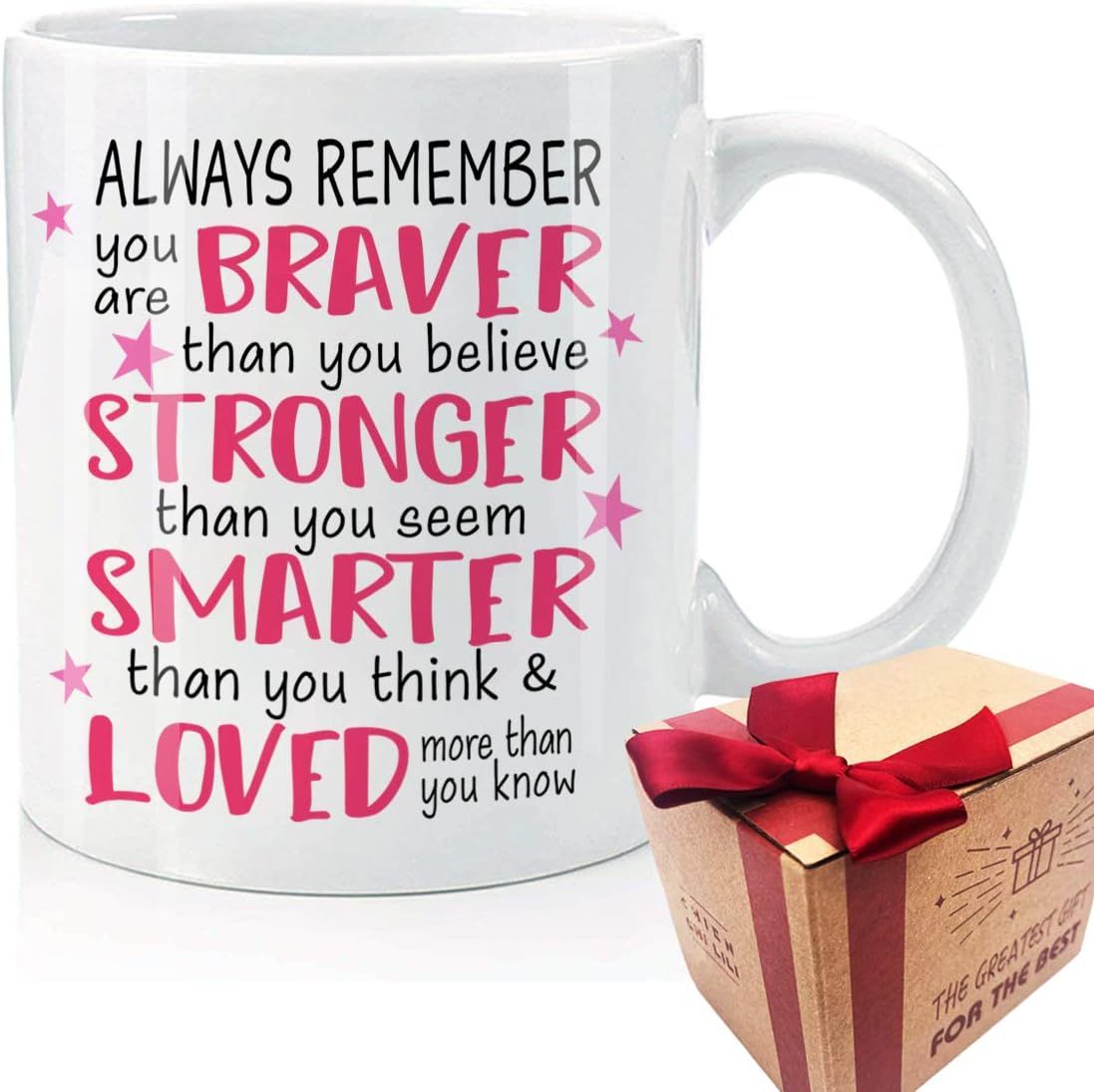 Always Remember You are Braver Than You Believe Coffee Mug Inspirational Gifts for Wife, Her, Gir... | Amazon (US)