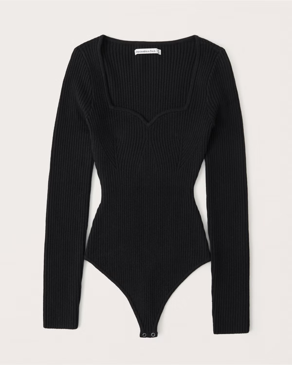 Long-Sleeve Sweetheart Sweater Bodysuit | Abercrombie & Fitch (US)