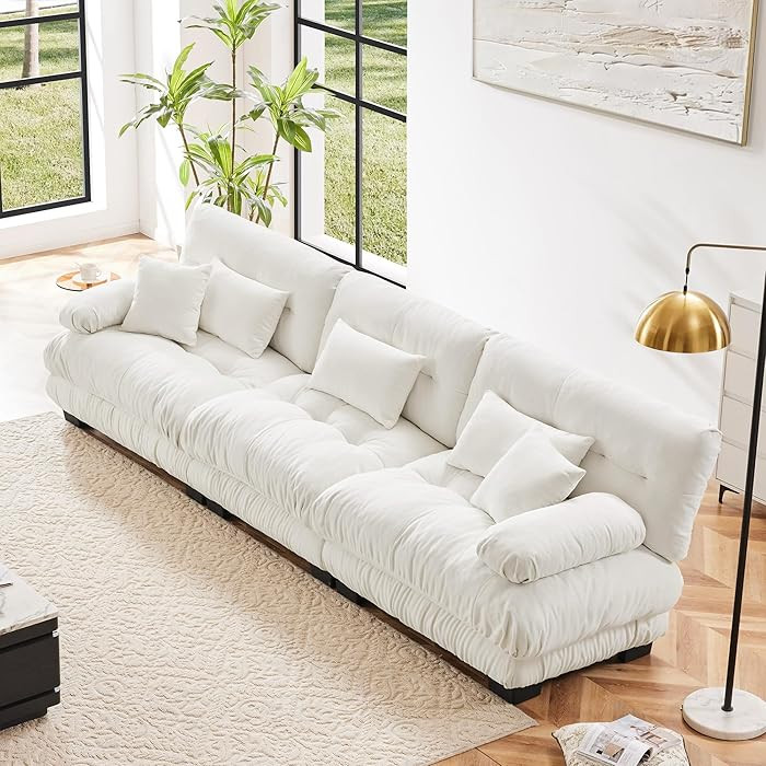3-Seater Sectional Sofa Modular Deep Seat Sofa Couch, Chenille Cloud Couch Soft Comfy Upholstered... | Amazon (US)