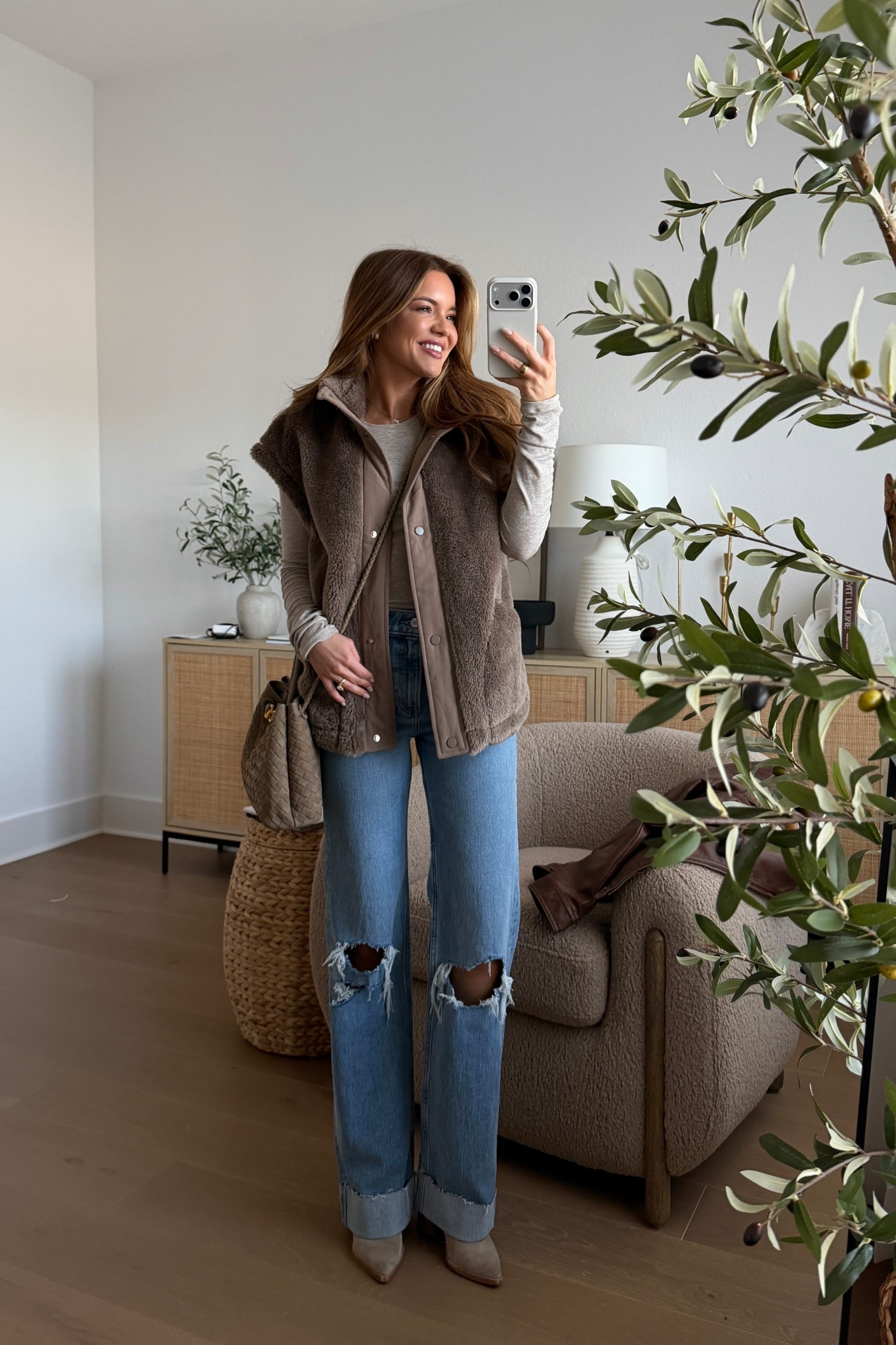 long sleeve: xs // vest: small // jeans: 24 regular (5’3)