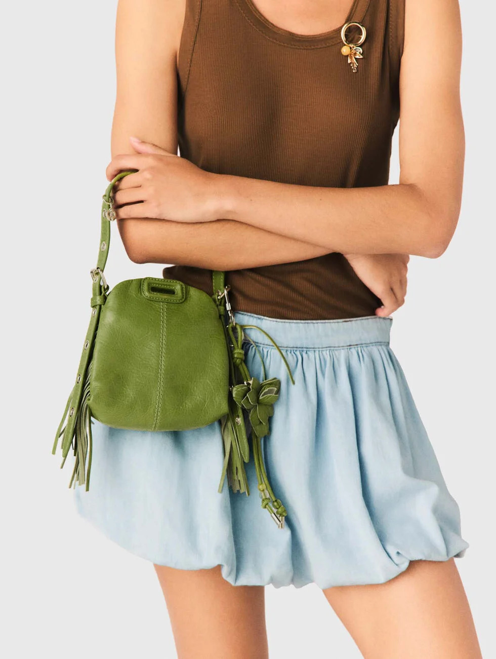 Miss M leather pouch Green for Women | Maje | Maje EU