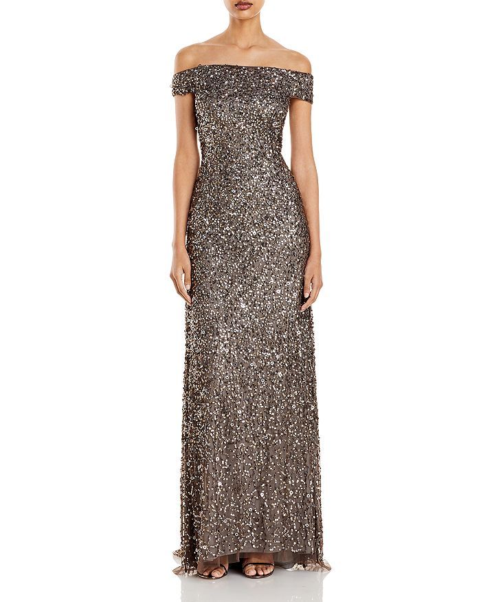 Off-the-Shoulder Sequined Gown | Bloomingdale's (US)