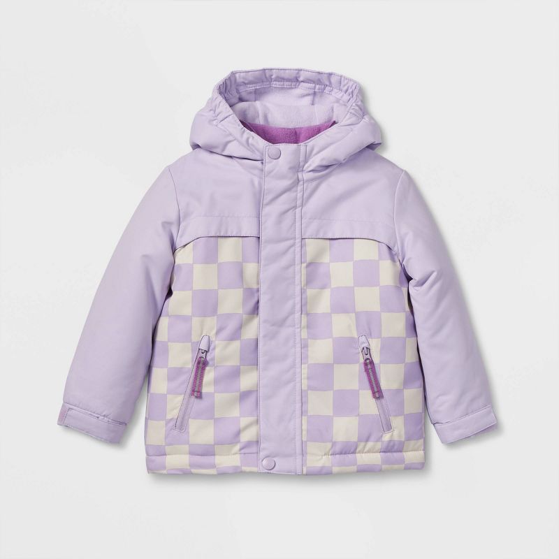 Toddler Girls' Checkered Long Sleeve 3-in-1 Jacket - Cat & Jack™ Purple | Target